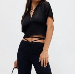 🧡3/15Urban Outfitters Crop Top Ruched Elastic Waist Sheer Women’s XS